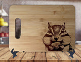 Chipmunk Cute Wildlife  - Kitchen Housewarming Wedding Gamer Gift - Custom Engraved Bamboo Display Cutting Board