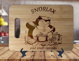 Snorlax and Craft Recipes  - Kitchen Housewarming Wedding Gamer Gift - Custom Engraved Bamboo Display Cutting Board