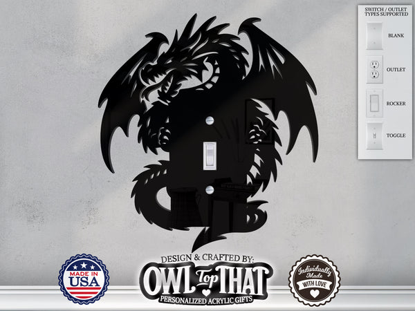 Dragon Light Switch Plate Cover - Custom Acrylic Wall Decor - Toggle Rocker Outlet