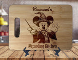 Mickey Magical Wizard  - Personalized Name - Kitchen Housewarming Wedding Gift Sign - Custom Engraved Bamboo Display Cutting Board