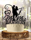 Fishing Couple Personalized Wedding Cake Topper