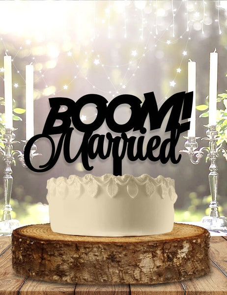 Boom Married Wedding Cake Topper