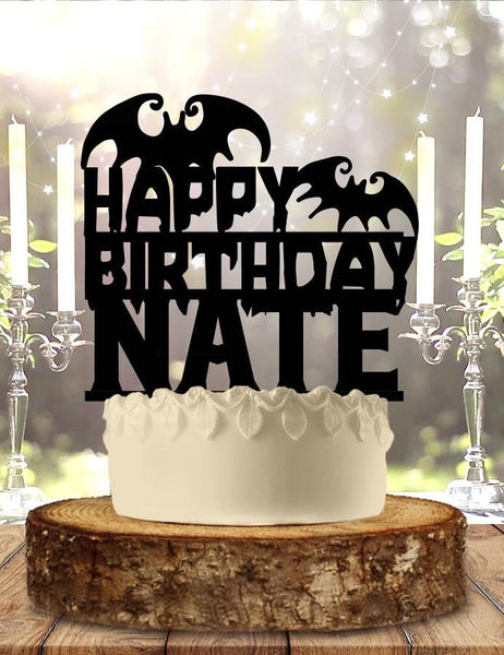 Halloween Bat Birthday Personalized Wedding Cake Topper