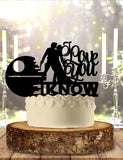 Galaxy Couple I Love You I know Deathstar Personalized Custom   Wedding Anniversary Cake Topper