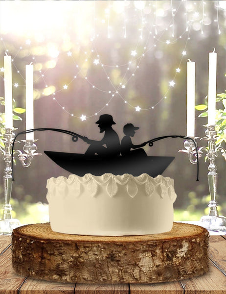 Father and Son Fishing Boat Cake Topper