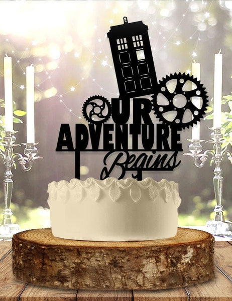 Tardis Adventure Awaits Wedding Cake Topper