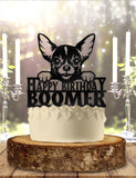 Chihuahua Dog - Personalized Name - Animal Themed - Custom Birthday Cake Topper