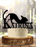 Kitty Cat With Name Birthday Cake Topper