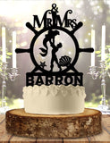 Ariel and Eric Nautical Personalized Wedding Cake Topper