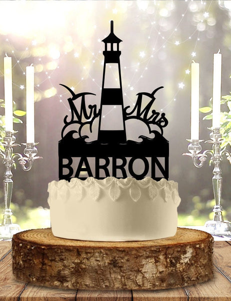 Lighthouse Personalized Wedding Cake Topper