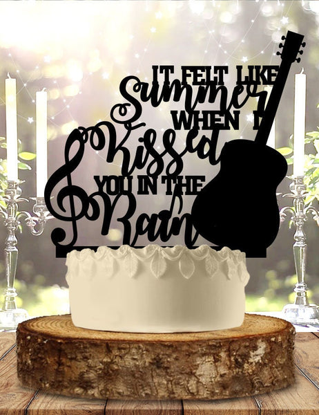 It Felt Like Summer When I Kissed You In The Rain Wedding Cake Topper