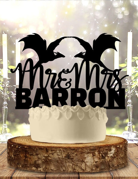 Flying Dragons Personalized Wedding Cake Topper