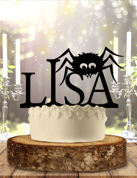 Cute Spider - Personalized Name - Animal Themed - Custom Birthday Cake Topper