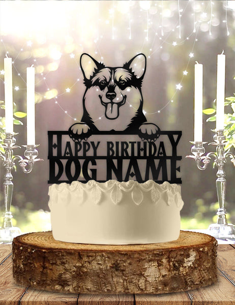 Corgi Dog Pet Personalized Birthday Cake Topper