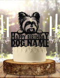 Yorkshire Terrier Dog Pet - Personalized Name - Animal Themed - Custom Birthday Cake Topper