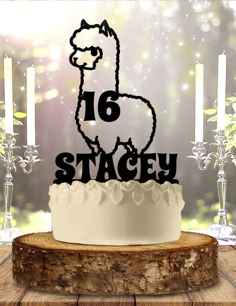 Llama with Name Age Personalized Birthday Cake Topper