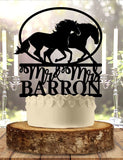 Horses With Last Name Wedding Cake Topper