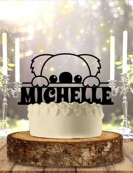 Koala Peeking Name Birthday Cake Topper