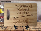 Wizarding Kitchen - Personalized Name & Date - Kitchen Housewarming Wedding Gift Sign - Custom Engraved Bamboo Display Cutting Board