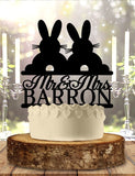 Rabbits with Last Name Wedding Cake Topper