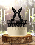 Cute Bunny Rabbit Wildlife Nature Holding Name Personalized Cute Birthday Cake Topper