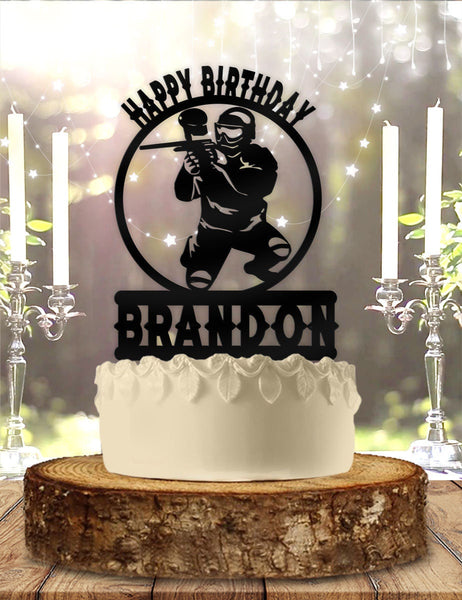 Paintball Party Personalized Birthday Cake Topper