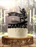 Wakeboarding Happy Birthday - Personalized Name - Sports Themed - Custom Birthday Cake Topper