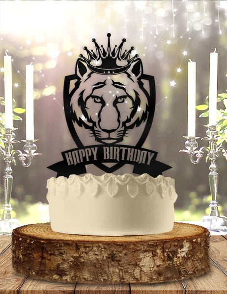 Tiger King Crown Happy Birthday Cake Topper