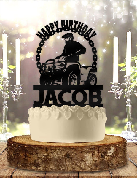 Male ATV with Name Personalized   Birthday Cake Topper