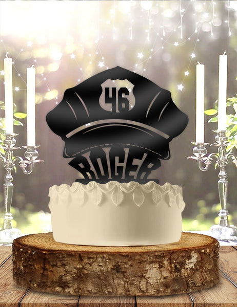 Police Hat Birthday With Name and Age Personalized   Birthday Cake Topper