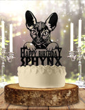 Cat Sphynx Pet - Personalized Name - Animal Themed - Custom Birthday Cake Topper