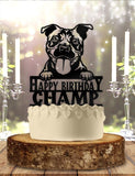 OwlTopThat Cake Toppers - American Pit Bull Terrier Dog Pet Personalized Birthday Cake Topper