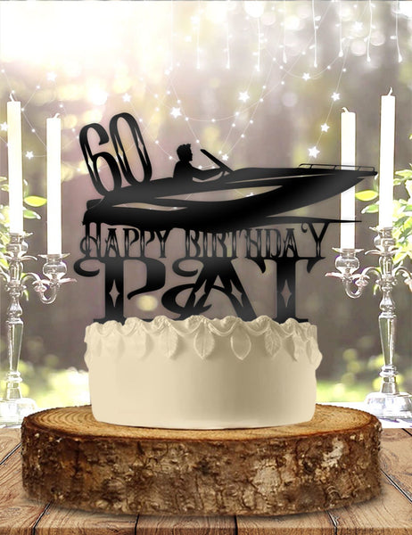 Speedboat Adventure with Name and Age Personalized Birthday Cake Topper