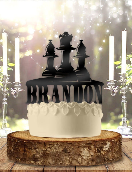 Chess Player With Name Birthday Cake Topper