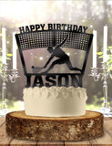 Male Tennis Player Net with Name Personalized Birthday Cake Topper