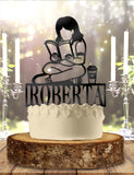 Girl Teen Reading Books - Personalized Name - Hobby Themed - Custom Birthday Cake Topper