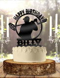 Metal Detector hobbyist with Name Personalized Birthday Cake Topper