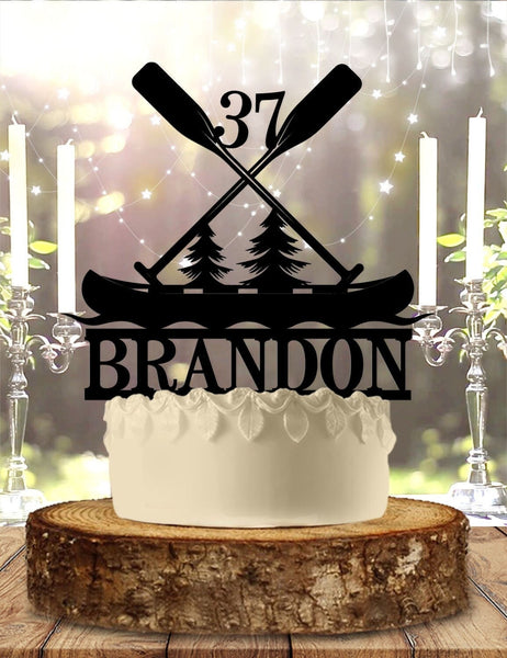 Canoe With Paddles Personalized Cake Topper Birthday