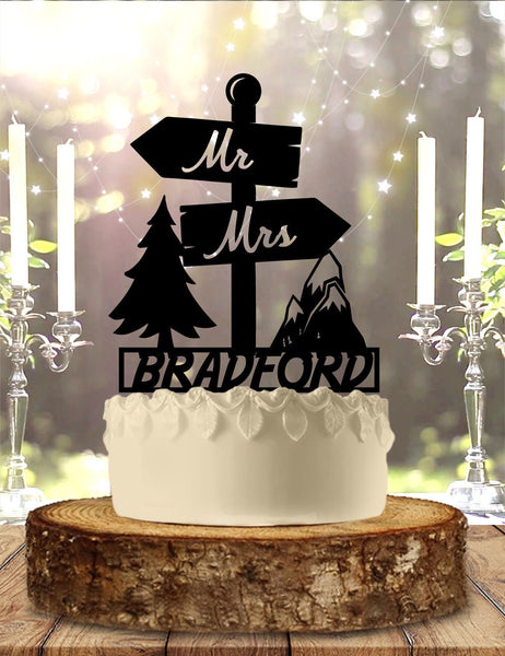 OwlTopThat Cake Toppers - Adventure Wedding Cake Topper Personalized Camping Hiking Outdoor Weddings