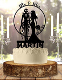 Jack and Sally Nightmare Before Christmas Themed Wedding or Anniversary Cake Topper Personalized