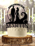 Jack and Sally Nightmare Before Christmas Themed Halloween Personalized Wedding Cake Topper