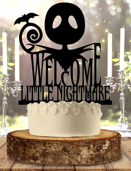 Jack and Sally Nightmare Before Christmas Baby Shower Gender Reveal Welcome Baby Newborn Cake Topper