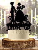 Mario Plumber Princess Peach Level Up Name Date Personalized Custom Wedding Anniversary Cake Topper