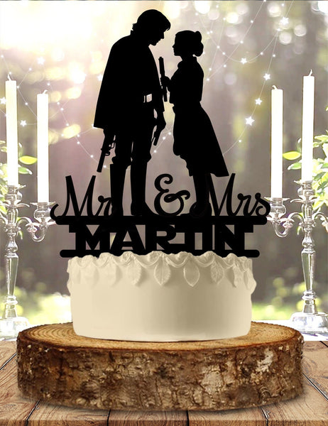 Han and Leia Star Wars Themed Personalized Wedding Cake Topper