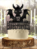 Cute Dragon With Name and Age Birthday Cake Topper