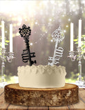 Skeleton Keys Mr Mrs Dual Color Wedding Cake Toppers