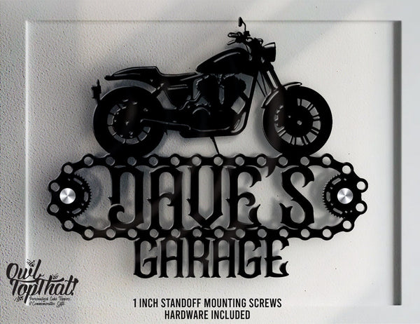 Motorcycle Sign Personalized Biker Name Custom Sign Harley Housewarming Gift For Biker with 1 inch Standoff Mounting Screws