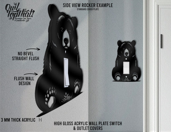 Sitting Bear Oversized Wall Switch Cover Plate for Standard Size Toggle, Rocker, Duplex Double Outlet, and Blank Wall Plates