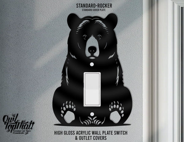 Sitting Bear Oversized Wall Switch Cover Plate for Standard Size Toggle, Rocker, Duplex Double Outlet, and Blank Wall Plates