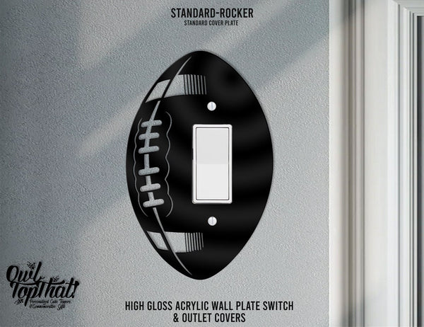 Football Sports Oversized Wall Switch Cover Plate for Standard Size Toggle, Rocker, Duplex Double Outlet, and Blank Wall Plates